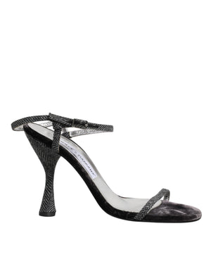 Schwarzer Knöchelriemen High Heels Sandalen Schuhe