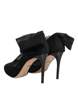 Schwarz Nylon Mesh Socke Stil Stiefel Schuhe