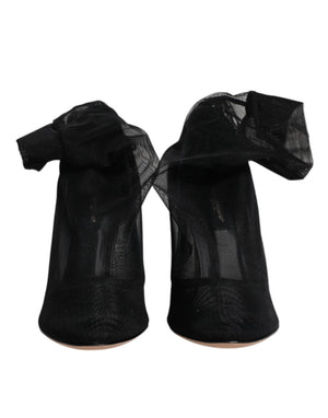 Schwarz Nylon Mesh Socke Stil Stiefel Schuhe