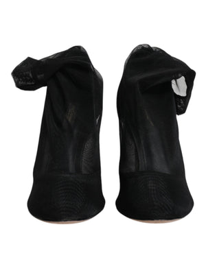 Schwarz Nylon Mesh Socke Stil Stiefel Schuhe