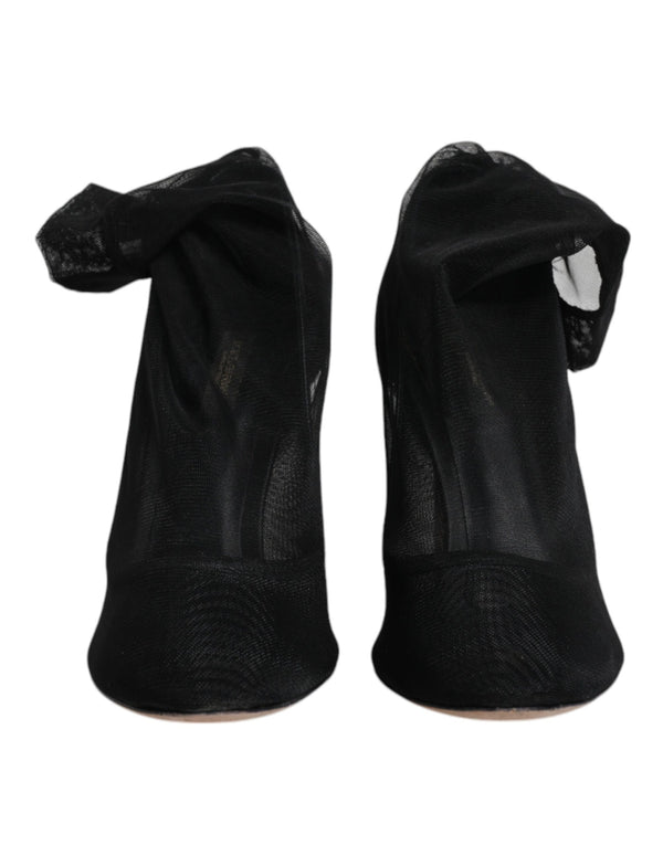 Schwarz Nylon Mesh Socke Stil Stiefel Schuhe