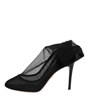 Schwarz Nylon Mesh Socke Stil Stiefel Schuhe