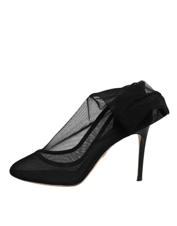 Schwarz Nylon Mesh Socke Stil Stiefel Schuhe