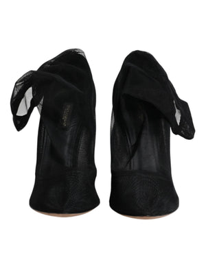 Schwarz Nylon Mesh Socke Stil Stiefel Schuhe