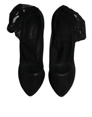 Schwarz Nylon Mesh Socke Stil Stiefel Schuhe
