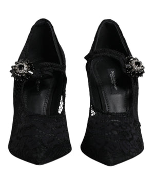 Schwarz Spitze Kristalle Mary Jane Pumps Schuhe