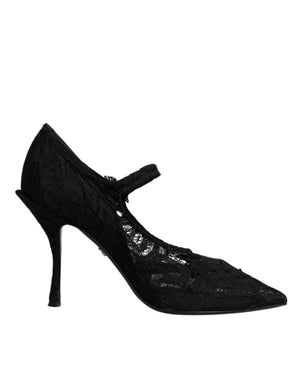 Schwarz Spitze Kristalle Mary Jane Pumps Schuhe
