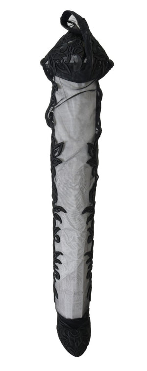 Schwarze floral bestickte Socken Stiefel