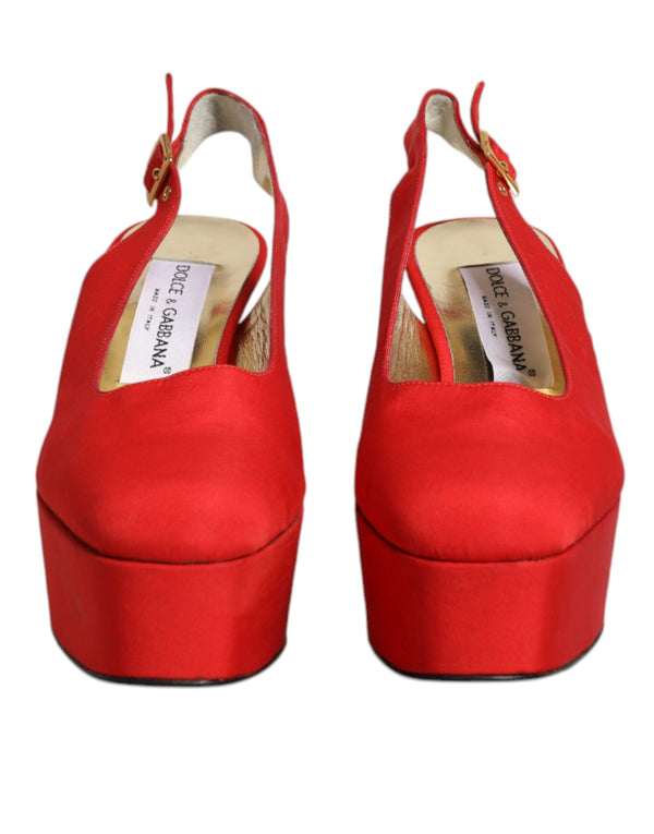 Rot Plateau Slingback Heels Sandalen Schuhe