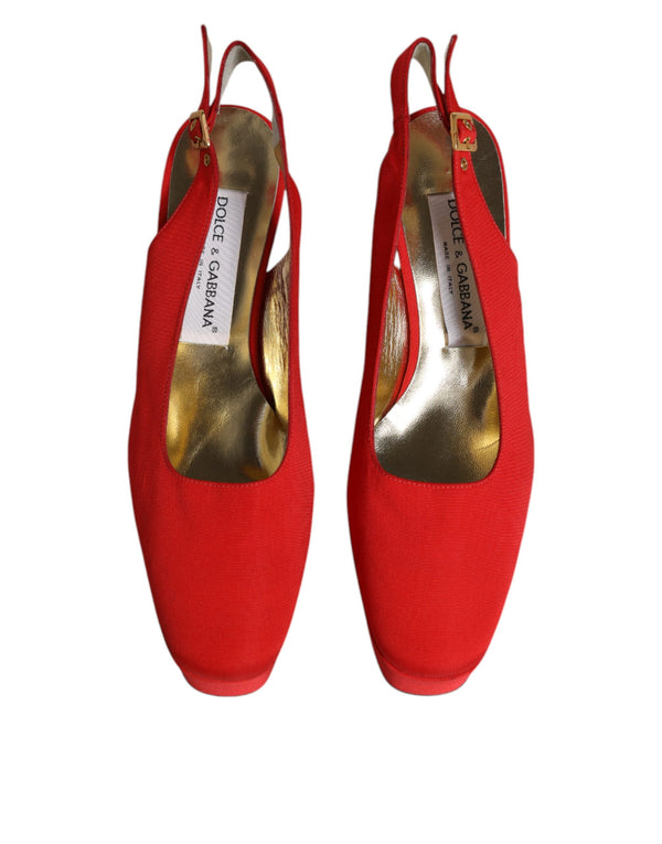 Rot Plateau Slingback Heels Sandalen Schuhe