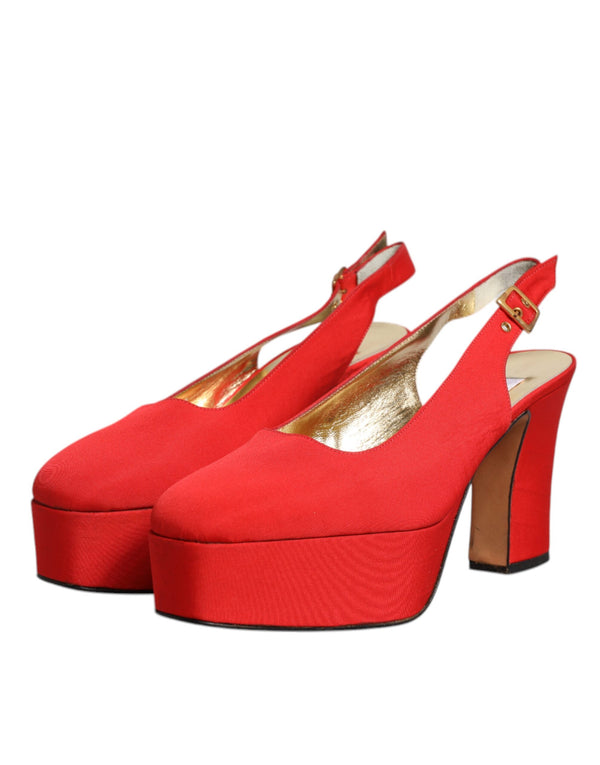 Rot Plateau Slingback Heels Sandalen Schuhe