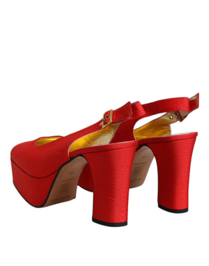 Rot Plateau Slingback Heels Sandalen Schuhe