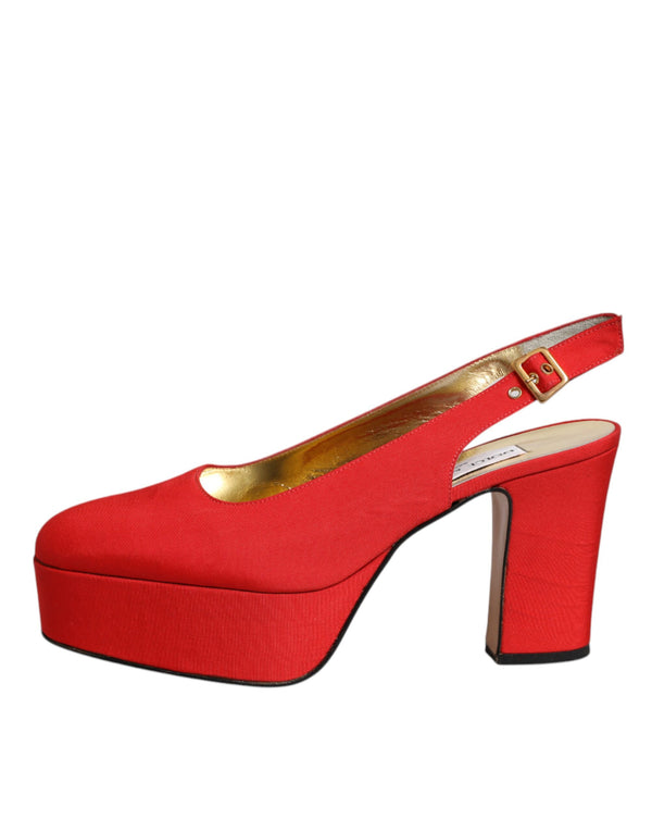 Rot Plateau Slingback Heels Sandalen Schuhe