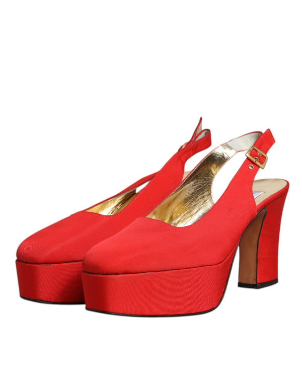 Rot Plateau Slingback Heels Sandalen Schuhe