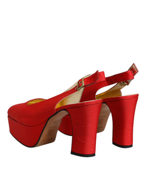 Rot Plateau Slingback Heels Sandalen Schuhe