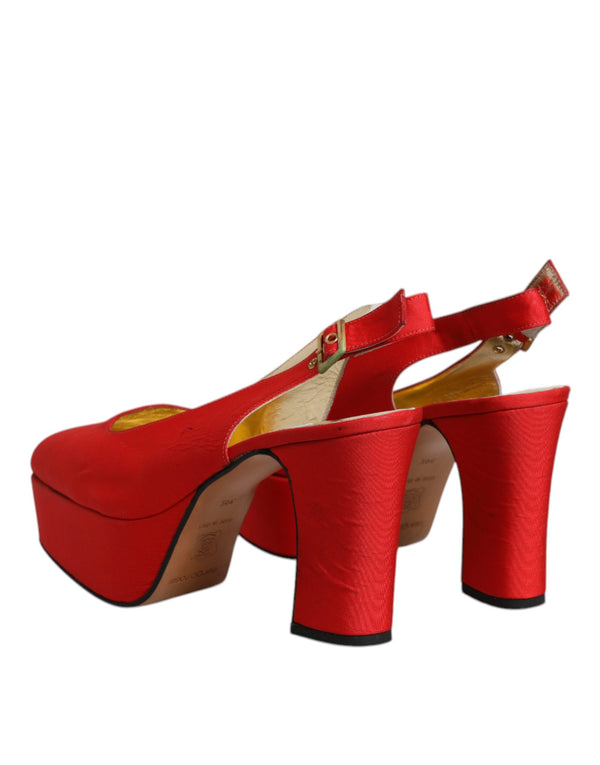 Rot Plateau Slingback Heels Sandalen Schuhe