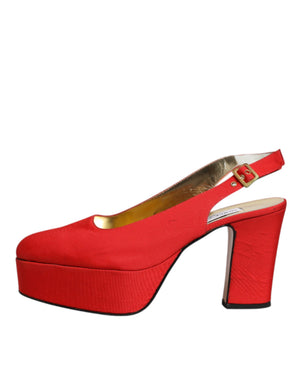 Rot Plateau Slingback Heels Sandalen Schuhe