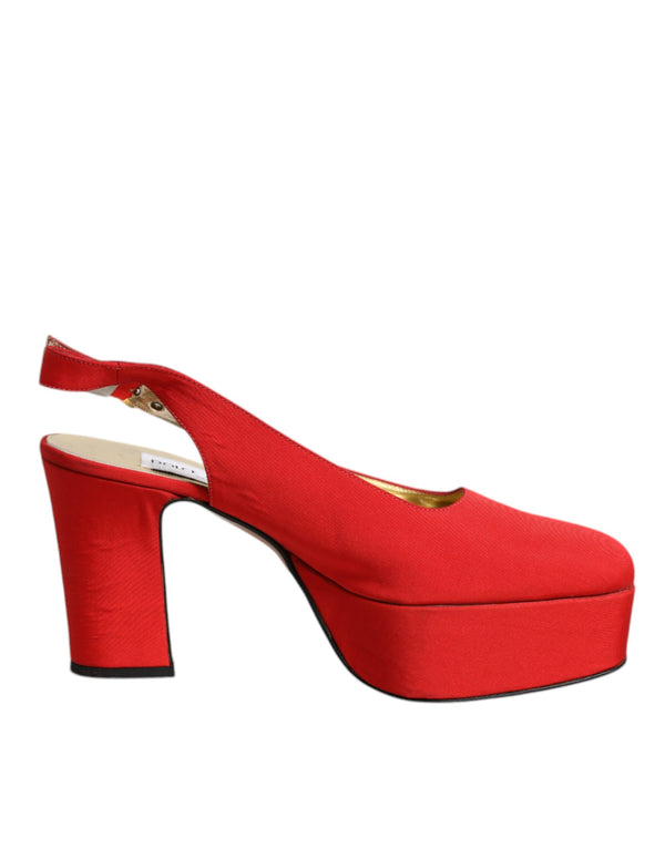 Rot Plateau Slingback Heels Sandalen Schuhe