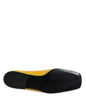 Gelbe Leder Logo Plaque Slip On Mokassin Schuhe