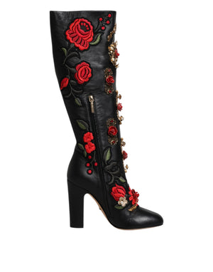 Schwarz Rosen verschönert Lederabsatz Stiefel Schuhe
