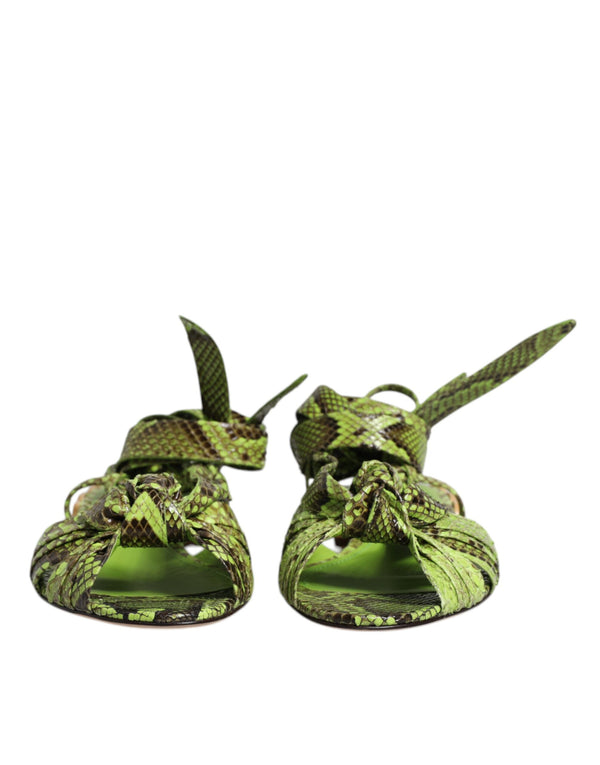 Grüne Animal Print Ankle Wrap Sandalen Schuhe