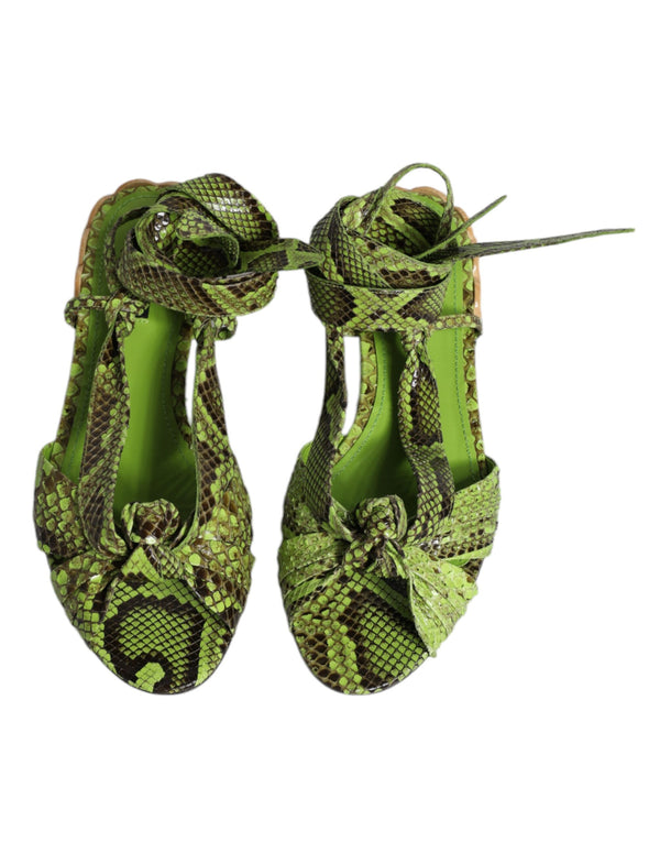Grüne Animal Print Ankle Wrap Sandalen Schuhe
