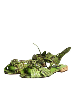 Grüne Animal Print Ankle Wrap Sandalen Schuhe