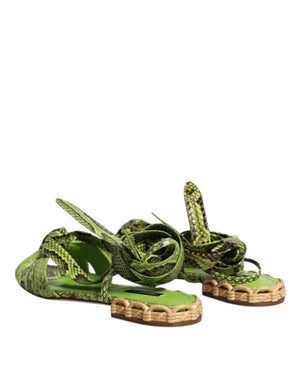 Grüne Animal Print Ankle Wrap Sandalen Schuhe