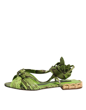 Grüne Animal Print Ankle Wrap Sandalen Schuhe