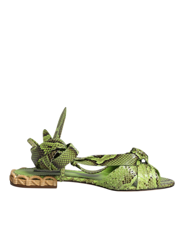 Grüne Animal Print Ankle Wrap Sandalen Schuhe