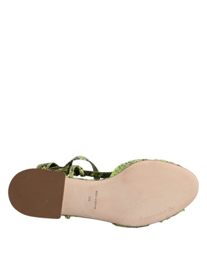 Grüne Animal Print Ankle Wrap Sandalen Schuhe