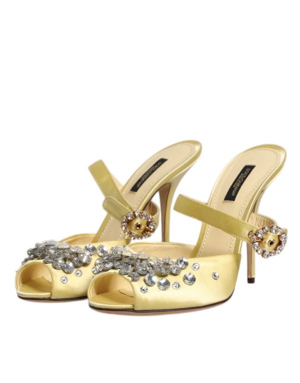 Gelbe Kristall Pantoletten KEIRA Sandalen Schuhe