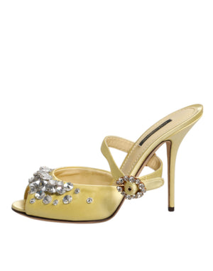 Gelbe Kristall Pantoletten KEIRA Sandalen Schuhe