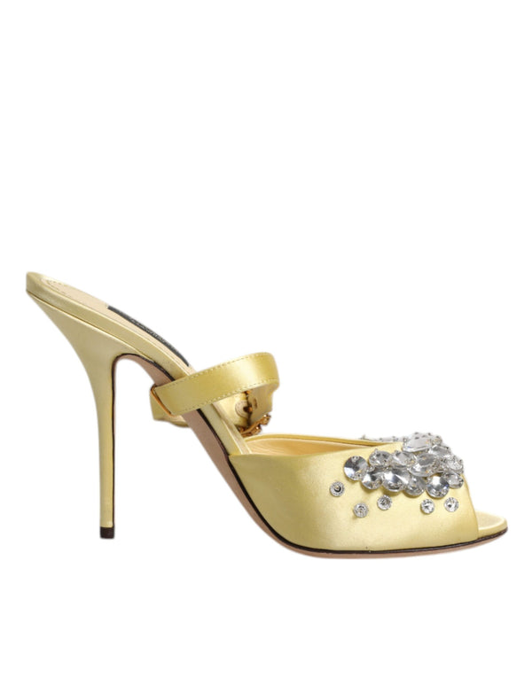 Gelbe Kristall Pantoletten KEIRA Sandalen Schuhe