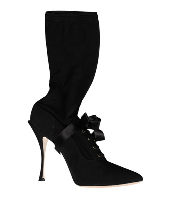 Schwarz Stiletto Heels Mid Calf Stiefel Schuhe