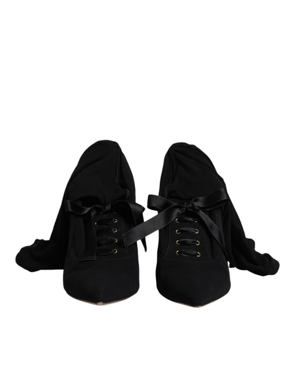 Schwarz Stiletto Heels Mid Calf Stiefel Schuhe