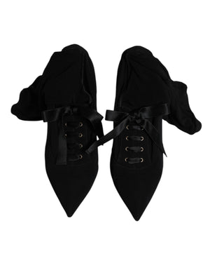 Schwarz Stiletto Heels Mid Calf Stiefel Schuhe