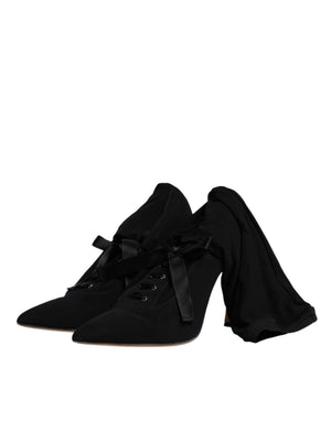 Schwarz Stiletto Heels Mid Calf Stiefel Schuhe
