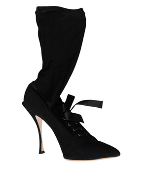 Schwarz Stiletto Heels Mid Calf Stiefel Schuhe