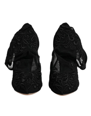 Schwarze Tüll Stretch Heels Mittlere Wadenstiefel Schuhe