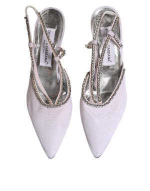 Weiß Strass Kristall Slingbacks Pumps Schuhe