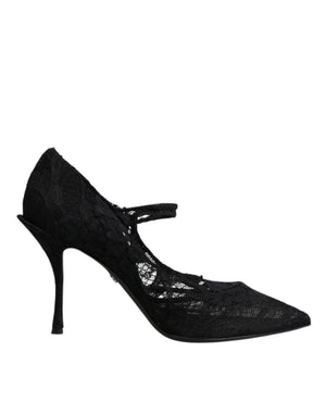 Schwarz Spitze Kristalle Mary Jane Pumps Schuhe
