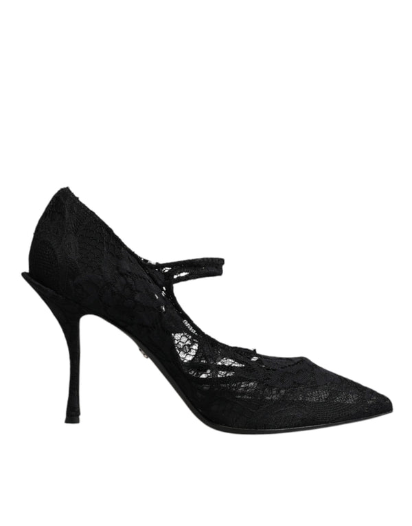 Schwarz Spitze Kristalle Mary Jane Pumps Schuhe