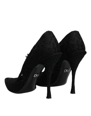 Schwarz Spitze Kristalle Mary Jane Pumps Schuhe