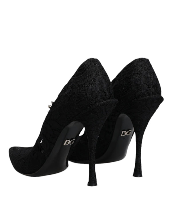 Schwarz Spitze Kristalle Mary Jane Pumps Schuhe