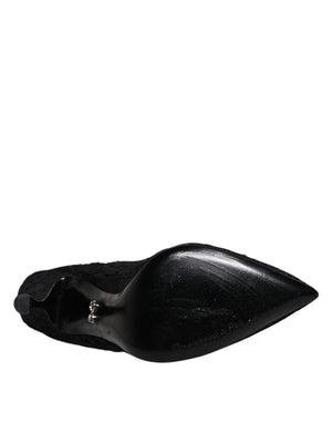 Schwarz Spitze Kristalle Mary Jane Pumps Schuhe