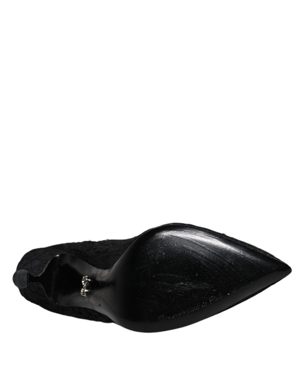 Schwarz Spitze Kristalle Mary Jane Pumps Schuhe