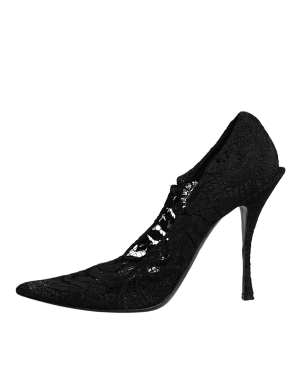 Schwarz Spitze Kristalle Mary Jane Pumps Schuhe