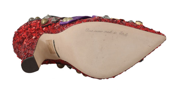 Rote Pailletten-Kristall-Nieten-Absätze Schuhe