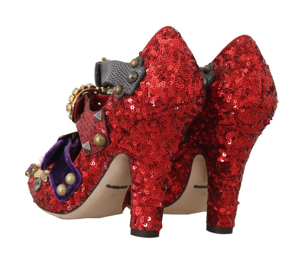 Rote Pailletten-Kristall-Nieten-Absätze Schuhe